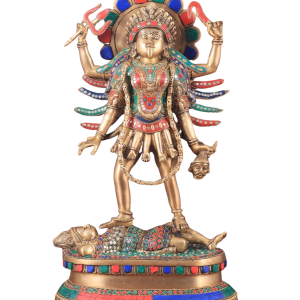 Pure Brass Kali Mata Idol with Stonework | 18" Four-Armed Art | 9.5kg Sacred Masterpiece | Meenakari Temple Beauty | Jaipurio